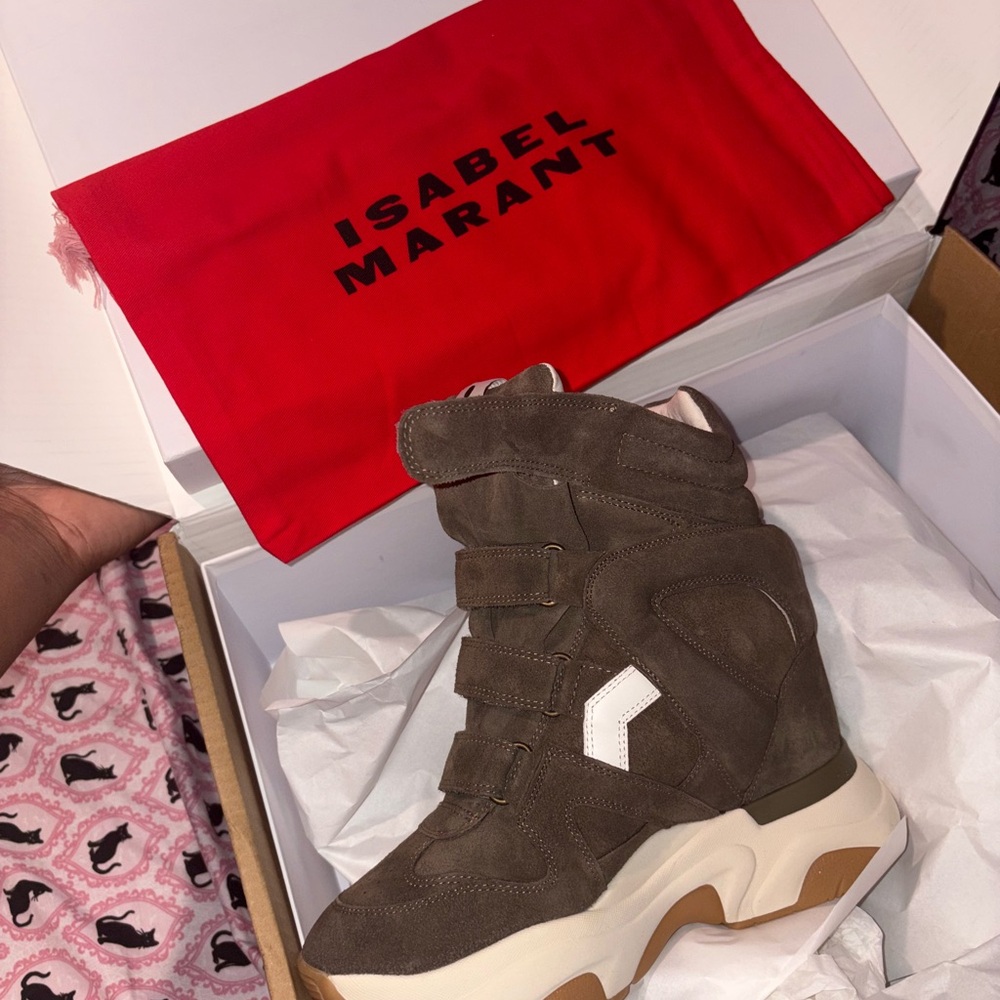 Isabel Marant Dark Brown Wedge Sneakers